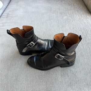Rag & Bone Black Leather Ankle Boots with Buckle Strap